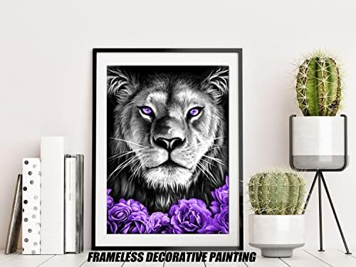 אמנות קיר אריות אפריקאית | כרזת פרחים סגולה רומנטית מדפיסים יצירות אמנות | בעלי חיים הדפסים בד הדפסים